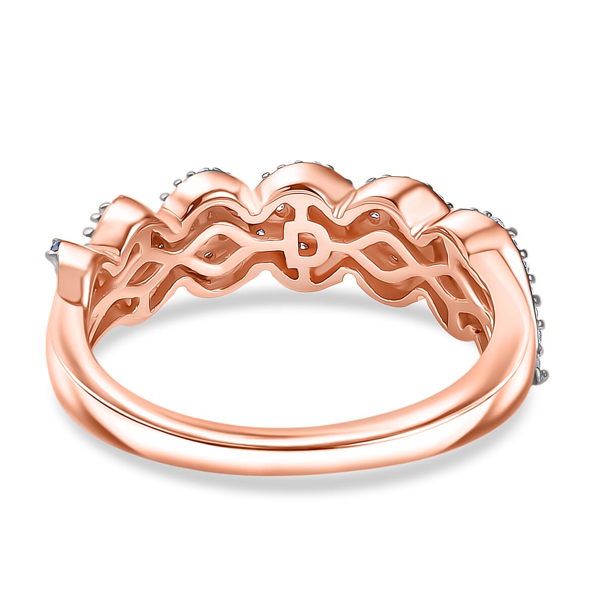 D'Joy Natural Pink and White Diamond I3 0.33 ctw Eternal Swirl Ring in 18K Vermeil Rose Gold Over Sterling Silver (Size 10.0)