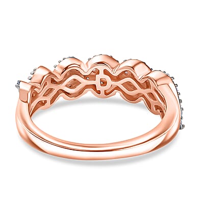 D'Joy Natural Pink and White Diamond I3 0.33 ctw Eternal Swirl Ring in 18K Vermeil Rose Gold Over Sterling Silver (Size 10.0)