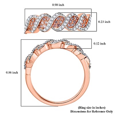D'Joy Natural Pink and White Diamond I3 0.33 ctw Eternal Swirl Ring in 18K Vermeil Rose Gold Over Sterling Silver (Size 10.0)
