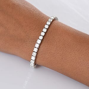 D'Joy Asscher Cut Moissanite (4mm) Bracelet in Rhodium Over Sterling Silver (6.50 In) 10.10 ctw