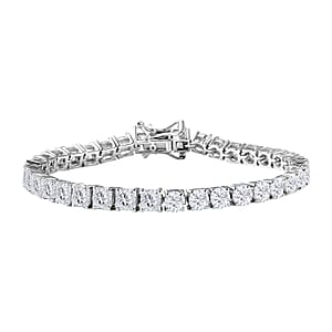 D'Joy Asscher Cut Moissanite 10.80 ctw Bracelet in Rhodium Over Sterling Silver (7.25 In)