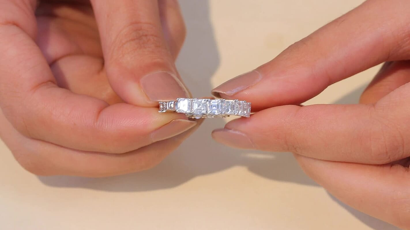D'Joy Moissanite Band Ring in Rhodium Over Sterling Silver (Size 10.0) 3.35 ctw