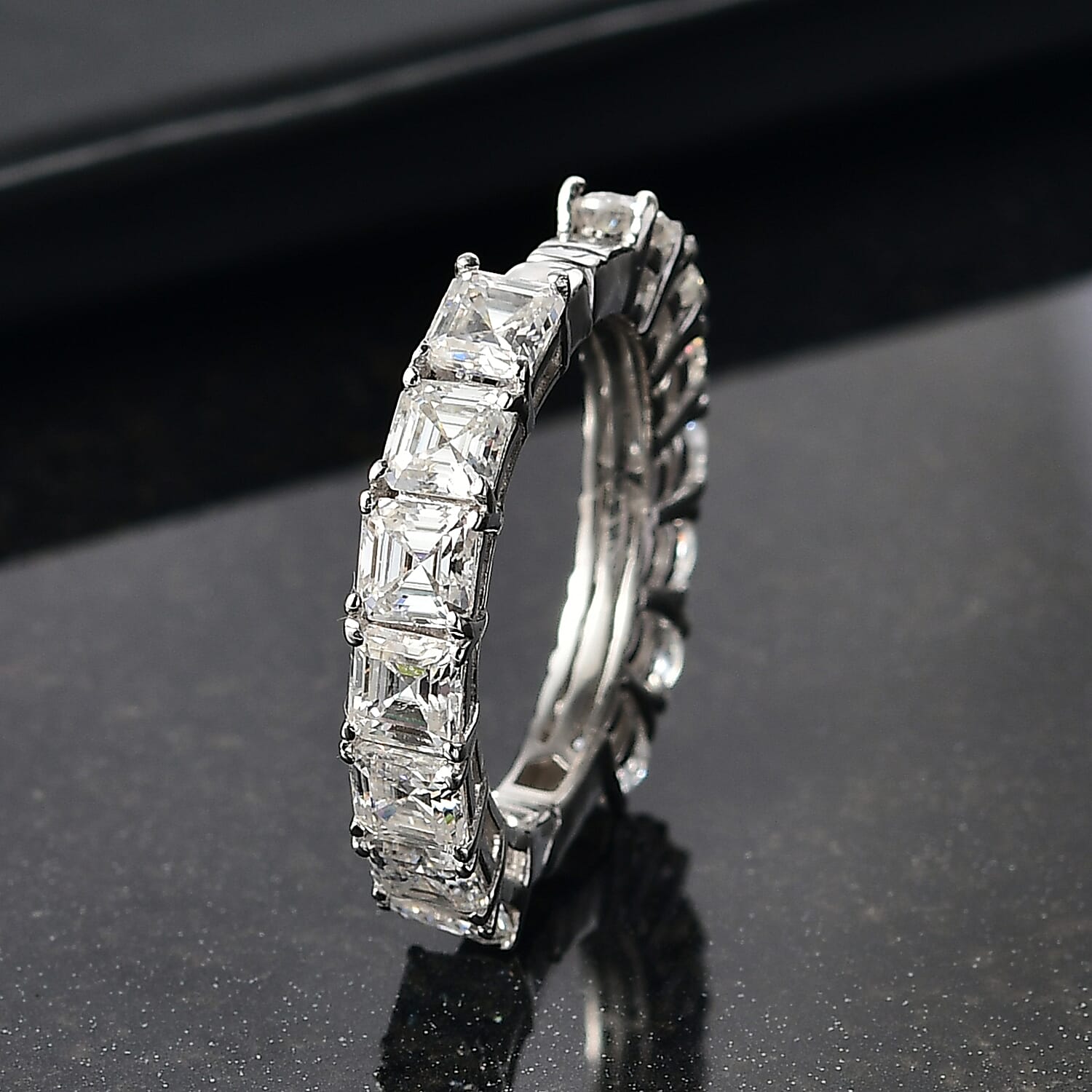 D'Joy Moissanite Band Ring in Rhodium Over Sterling Silver 3.35 ctw (Size 10.0)