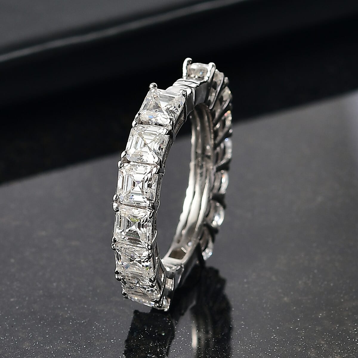 D'Joy Moissanite 3.35 ctw Band Ring in Rhodium Over Sterling Silver (Size 10.0) image number 1