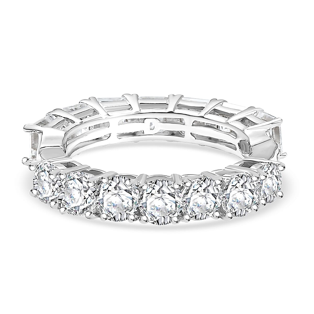D'Joy Moissanite Band Ring in Rhodium Over Sterling Silver 3.35 ctw (Size 10.0)