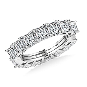 D'Joy Moissanite 3.35 ctw Band Ring in Rhodium Over Sterling Silver (Size 7.0)