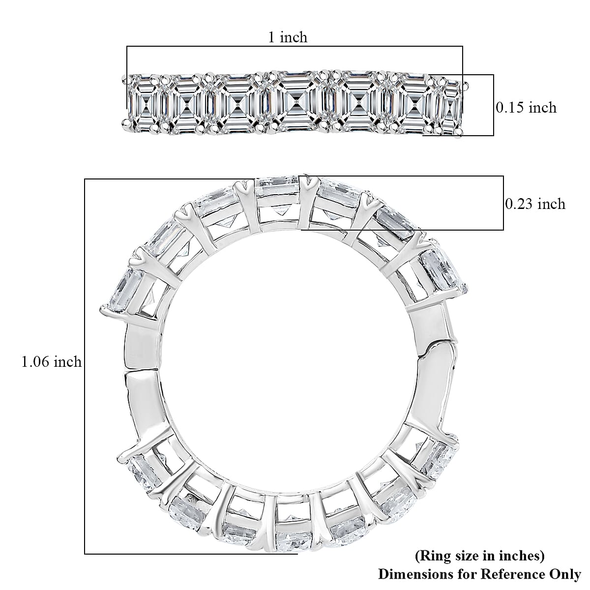 D'Joy Moissanite 3.35 ctw Band Ring in Rhodium Over Sterling Silver (Size 7.0) image number 5