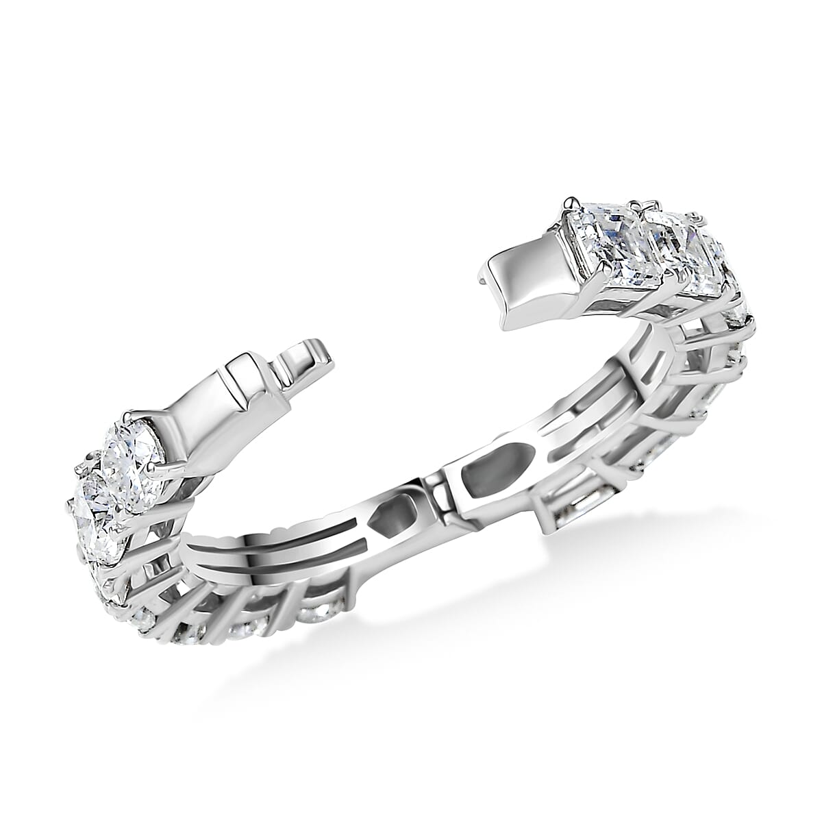 D'Joy Moissanite 3.35 ctw Band Ring in Rhodium Over Sterling Silver (Size 7.0) image number 6