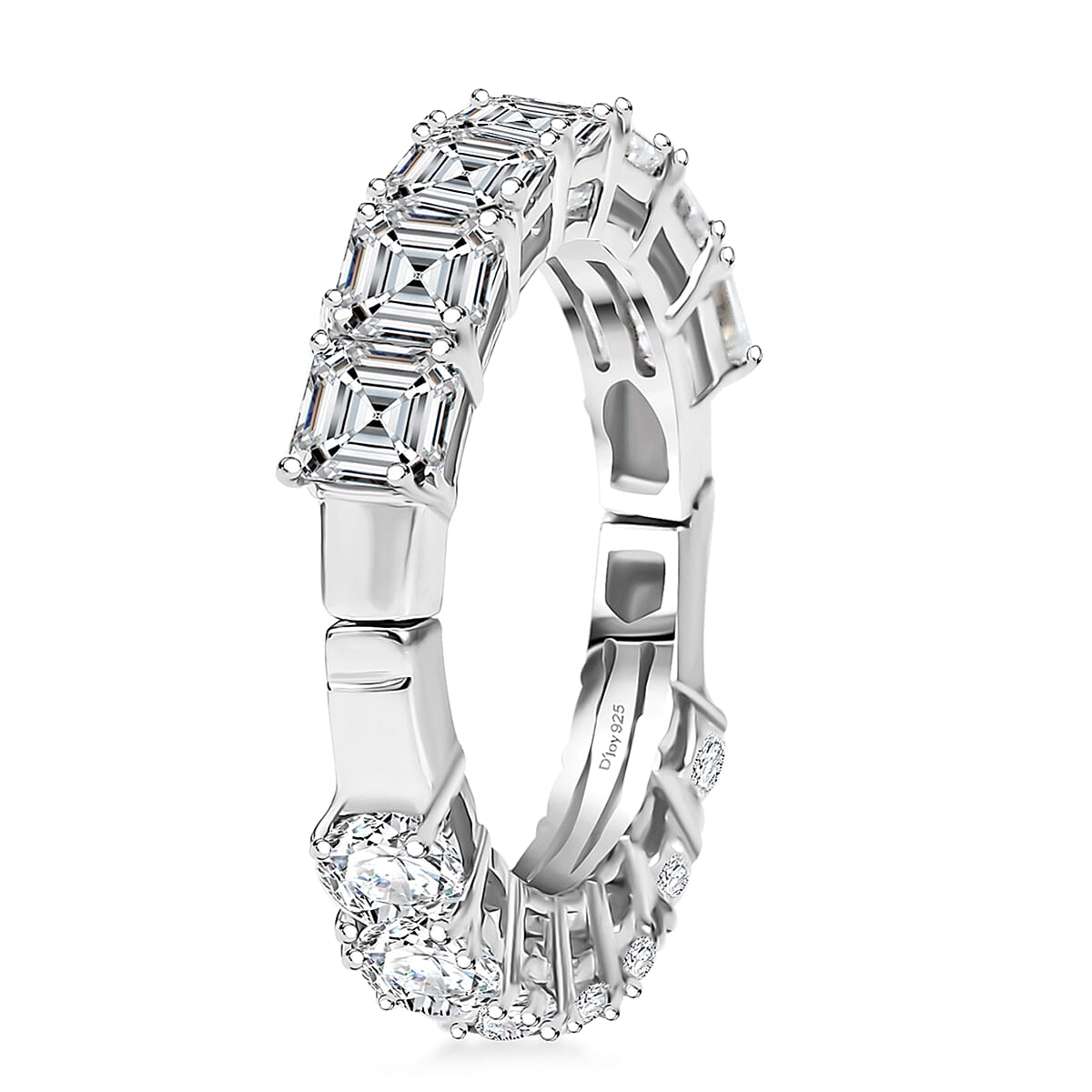 D'Joy Moissanite 3.35 ctw Band Ring in Rhodium Over Sterling Silver (Size 8.0) image number 3