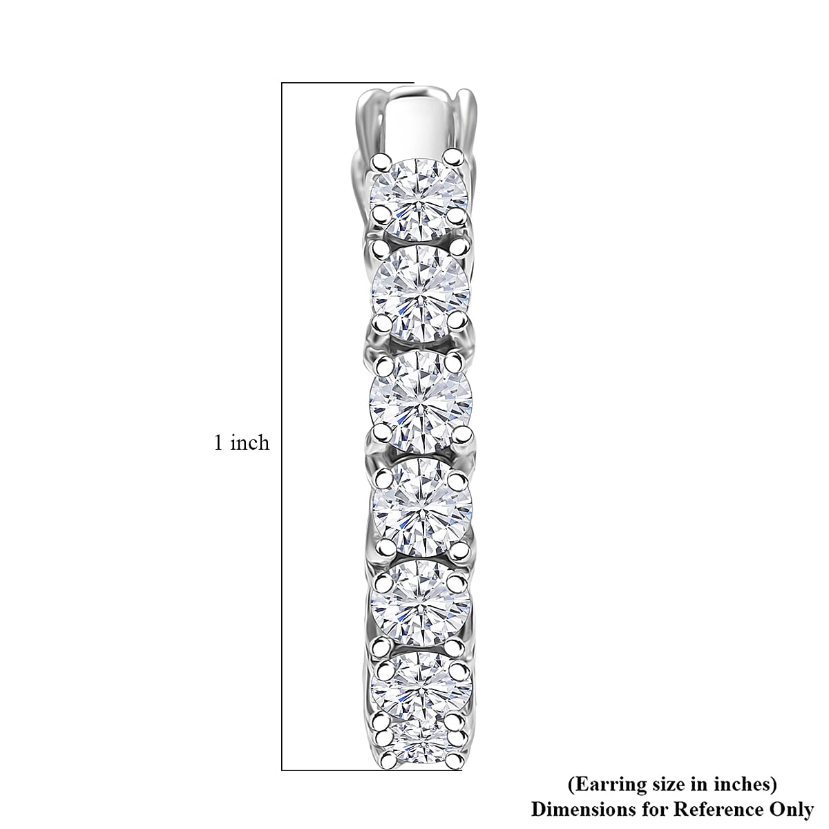 D'Joy Asscher Cut Moissanite 6.70 ctw Hoop Earrings in Rhodium Over Sterling Silver image number 4