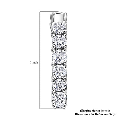 D'Joy Asscher Cut Moissanite Hoop Earrings in Rhodium Over Sterling Silver 6.70 ctw