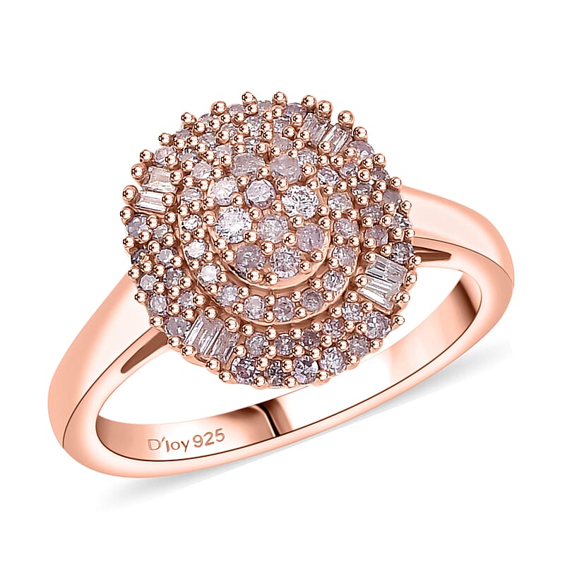 D'Joy Natural Pink Diamond I3 0.50 ctw Rose Empress Ring in 18K Vermeil Rose Gold Over Sterling Silver (Size 10.0)