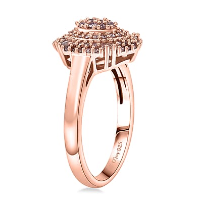 D'Joy Natural Pink Diamond I3 0.50 ctw Rose Empress Ring in 18K Vermeil Rose Gold Over Sterling Silver (Size 10.0)