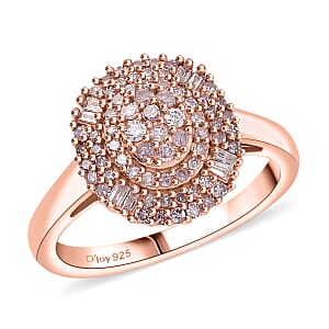 D'Joy Natural Pink Diamond I3 0.50 ctw Rose Empress Ring in 18K Vermeil Rose Gold Over Sterling Silver (Size 6.0)