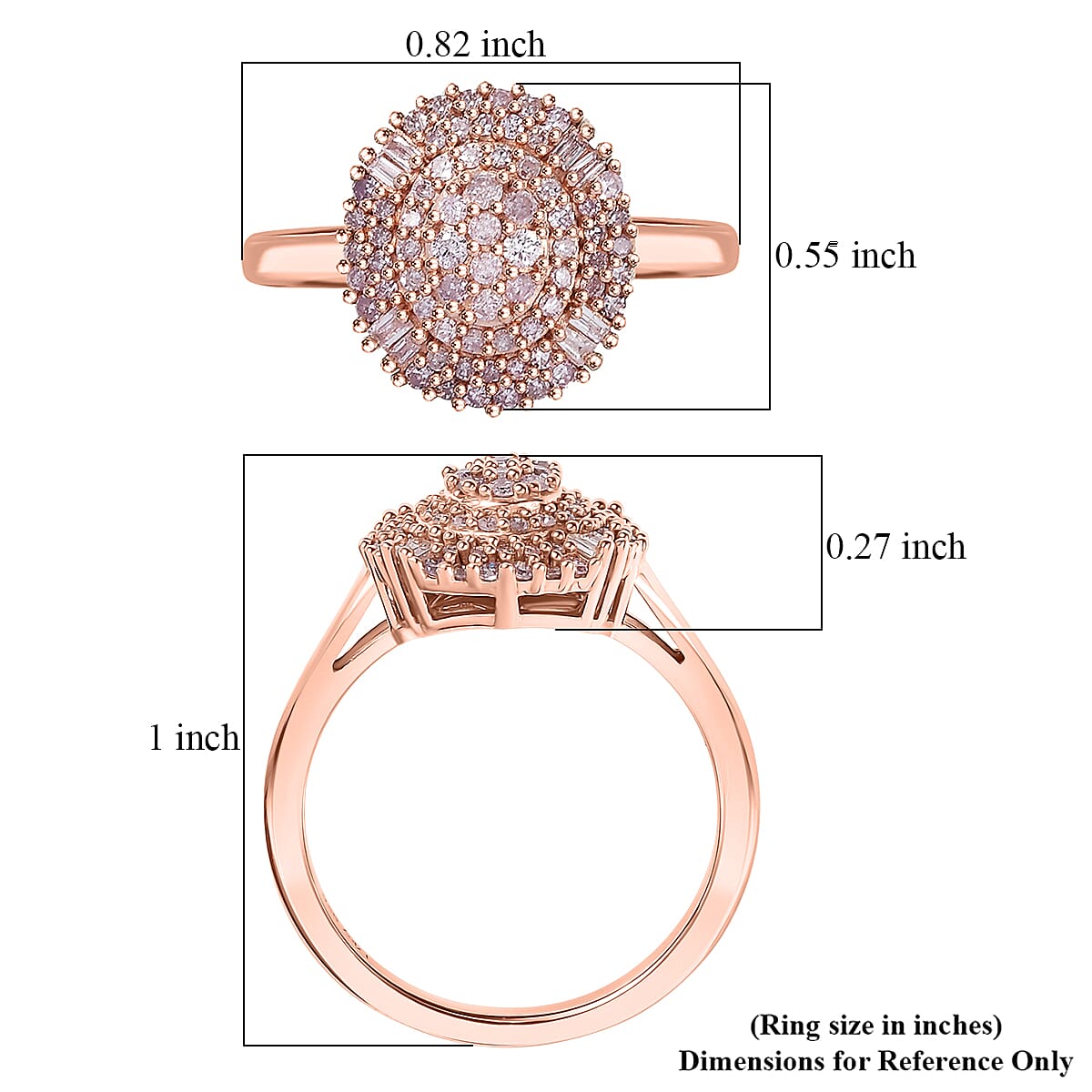 D'Joy Natural Pink Diamond I3 0.50 ctw Rose Empress Ring in 18K Vermeil Rose Gold Over Sterling Silver (Size 6.0) image number 5