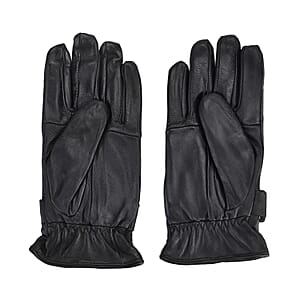 Tamsy Black Genuine Leather 1 Pair Gloves - Free Size