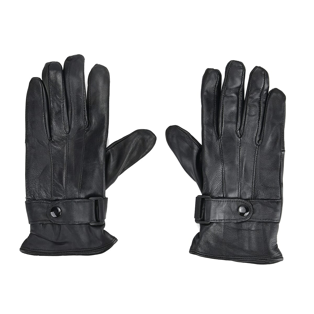 Tamsy Black Genuine Leather 1 Pair Gloves - Free Size image number 1