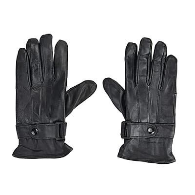 Tamsy Black Genuine Leather 1 Pair Gloves - Free Size