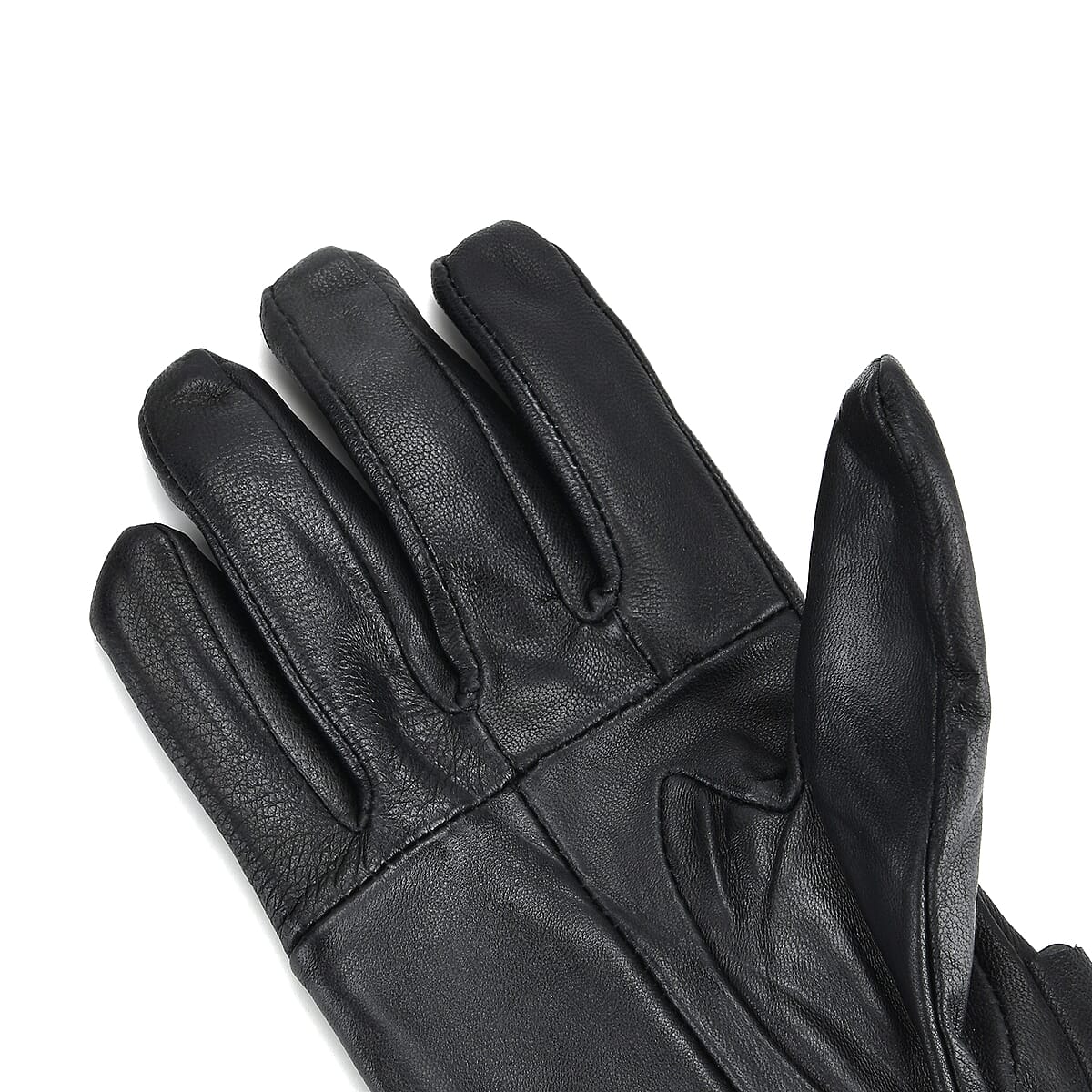 Tamsy Black Genuine Leather 1 Pair Gloves - Free Size image number 2