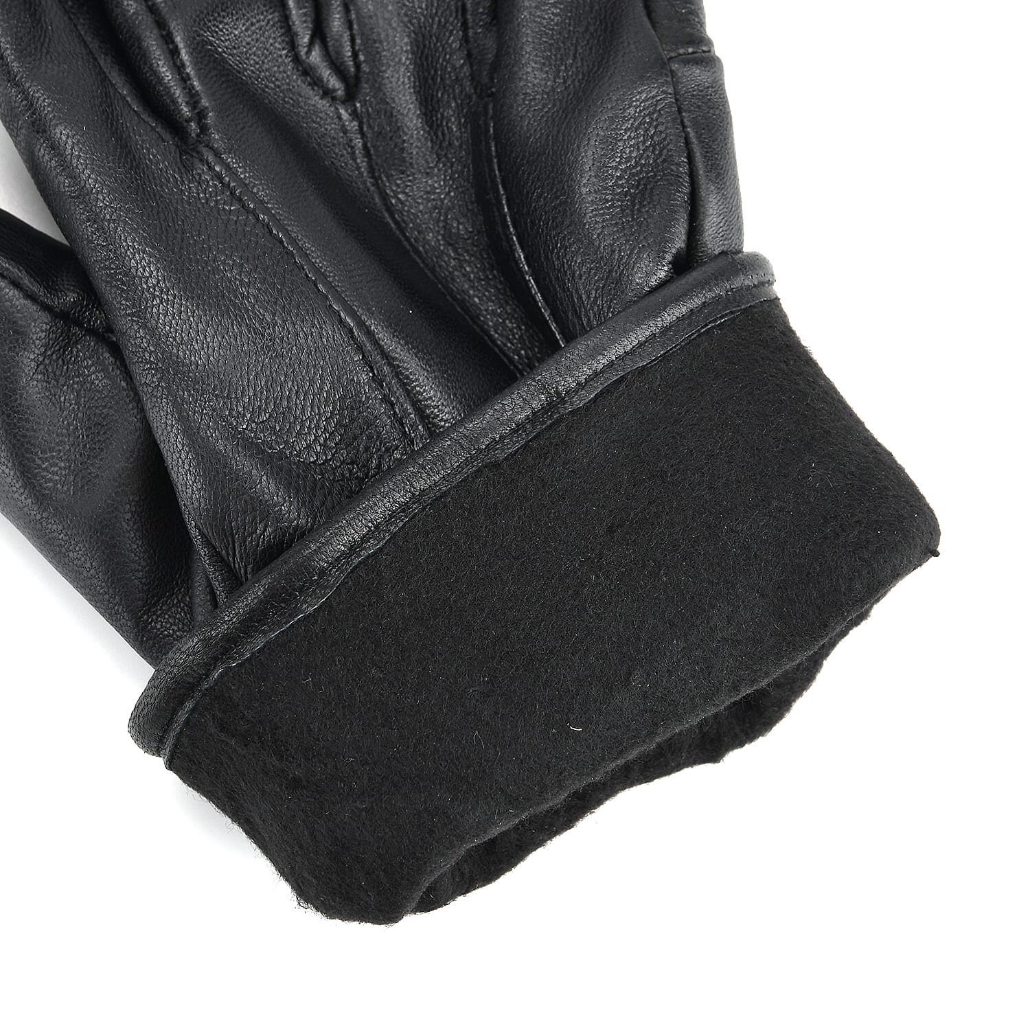 Tamsy Black Genuine Leather 1 Pair Gloves - Free Size