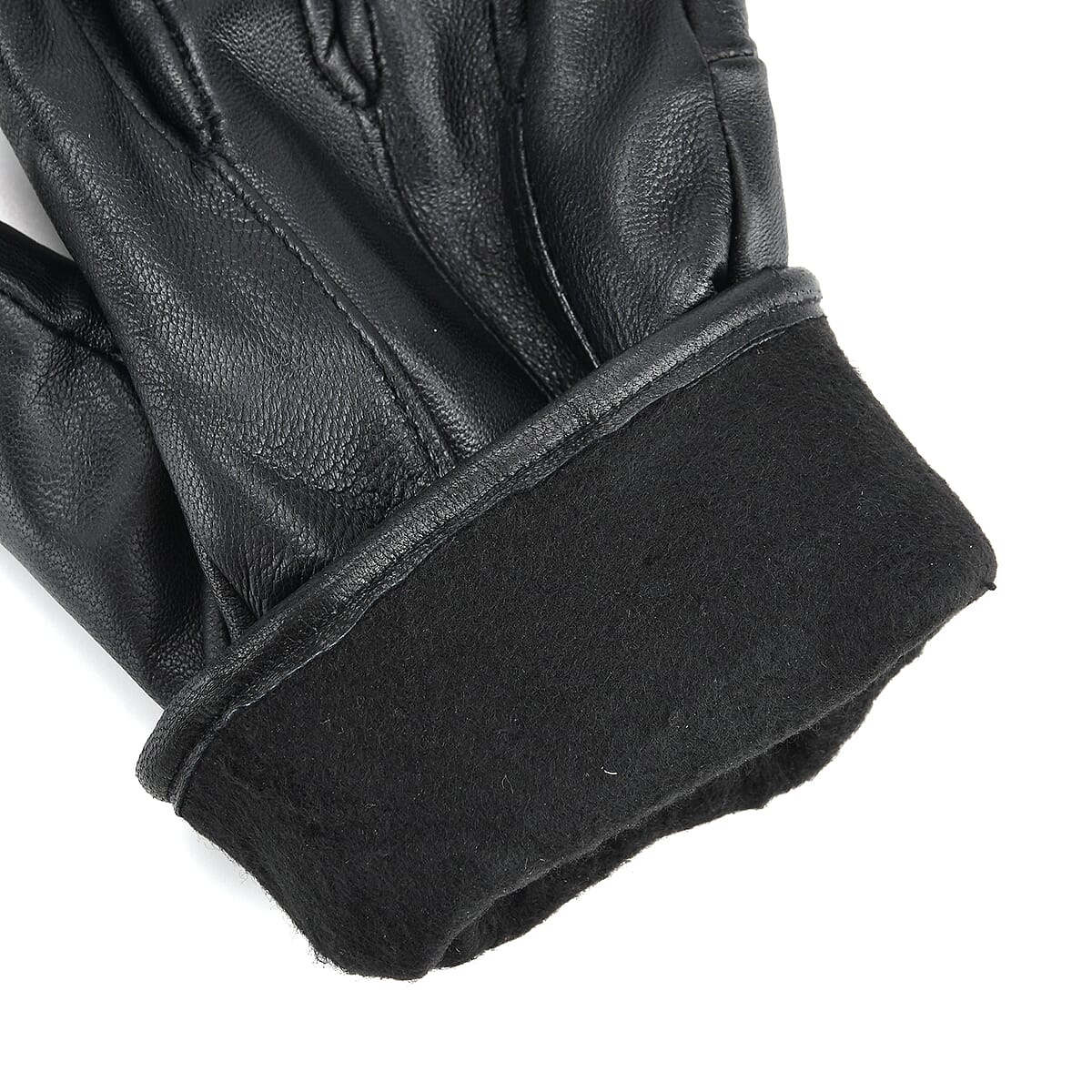 Tamsy Black Genuine Leather 1 Pair Gloves - Free Size image number 3