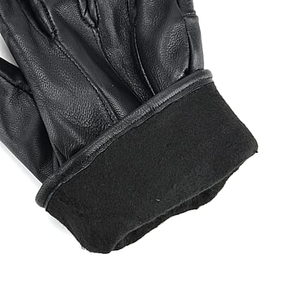 Tamsy Black Genuine Leather 1 Pair Gloves - Free Size