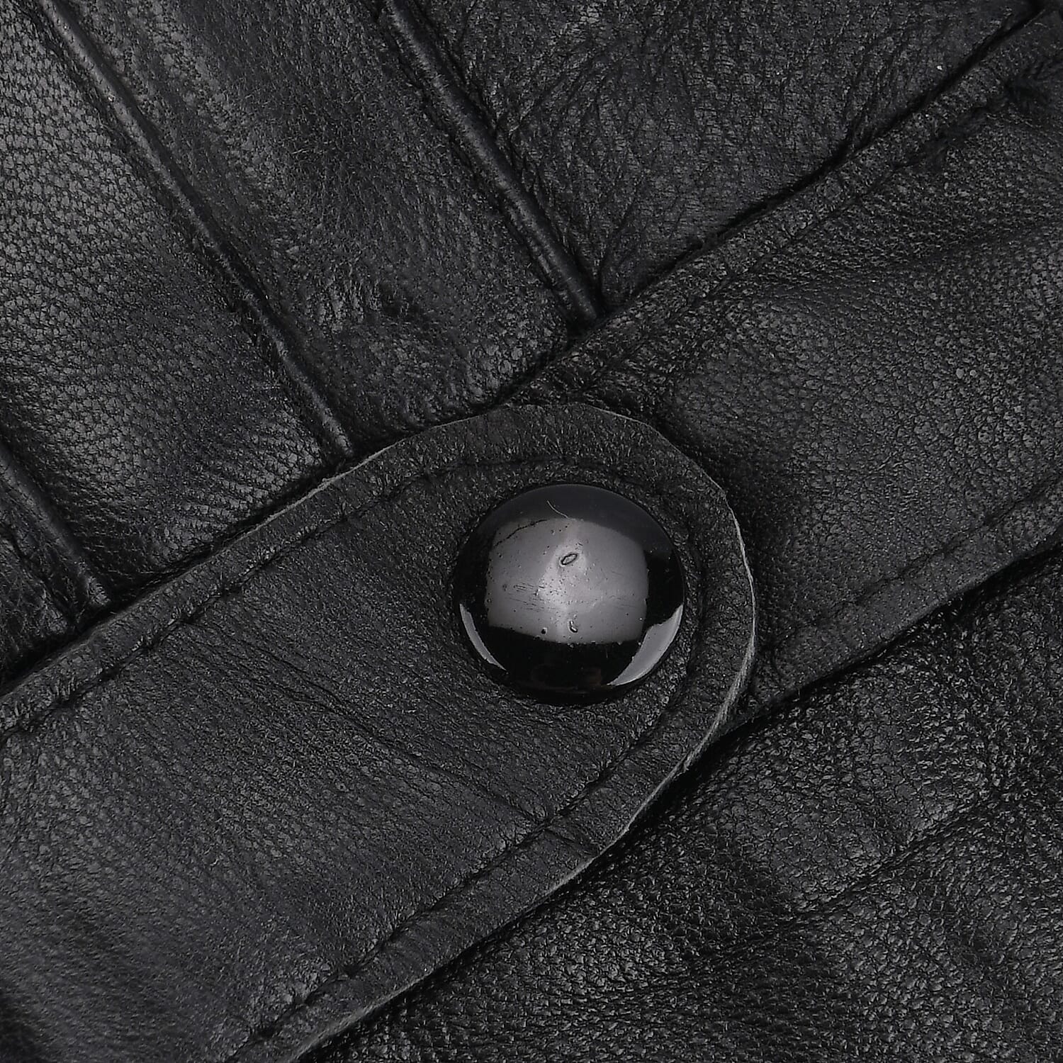 Tamsy Black Genuine Leather 1 Pair Gloves - Free Size