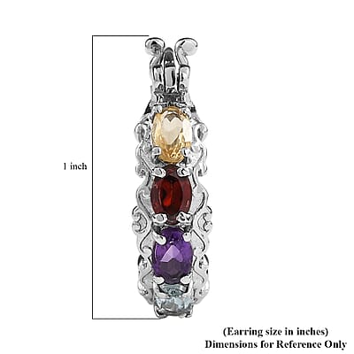 EverTrue Multi Gemstone Hoop Earrings in Stainless Steel 4.31 ctw
