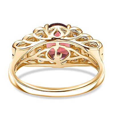 Certified & Appraised AAA Byzantine Tourmaline and G-H SI Luxuriant Lab Grown Diamond 2.53 ctw Ring in 10K Yellow Gold (Size 10.0)