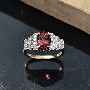 Certified & Appraised AAA Byzantine Tourmaline and G-H SI Luxuriant Lab Grown Diamond 2.53 ctw Ring in 10K Yellow Gold (Size 6.0)