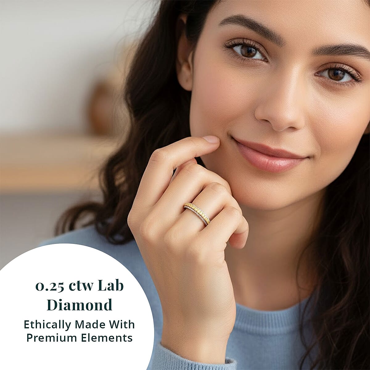 Luxuriant Lab Grown Yellow Diamond (IR) VS 0.25 ctw Band Ring in Rhodium Over Sterling Silver (Size 6.0) image number 1
