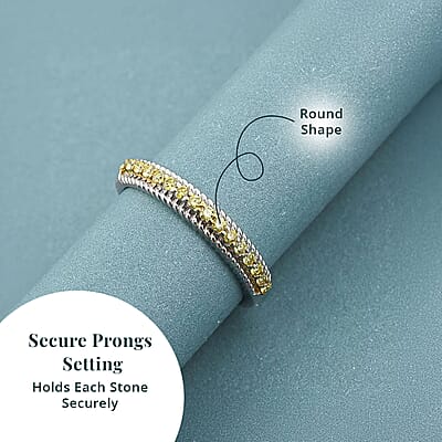Luxuriant Lab Grown Yellow Diamond (IR) VS 0.25 ctw Band Ring in Rhodium Over Sterling Silver (Size 6.0)