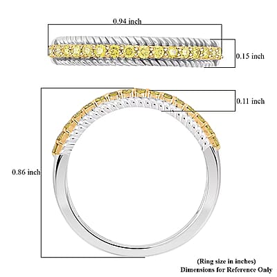Luxuriant Lab Grown Yellow Diamond (IR) VS 0.25 ctw Band Ring in Rhodium Over Sterling Silver (Size 6.0)