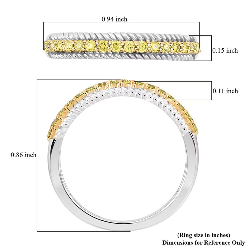Luxuriant Lab Grown Yellow Diamond (IR) VS 0.25 ctw Band Ring in Rhodium Over Sterling Silver (Size 6.0)