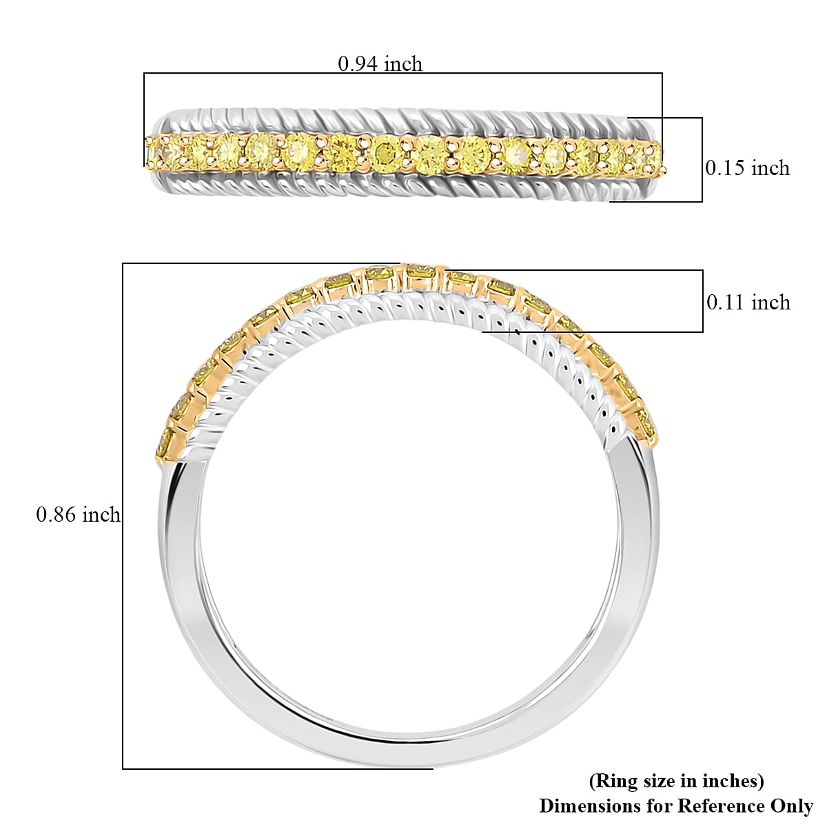 Luxuriant Lab Grown Yellow Diamond (IR) VS 0.25 ctw Band Ring in Rhodium Over Sterling Silver (Size 7.0) image number 4
