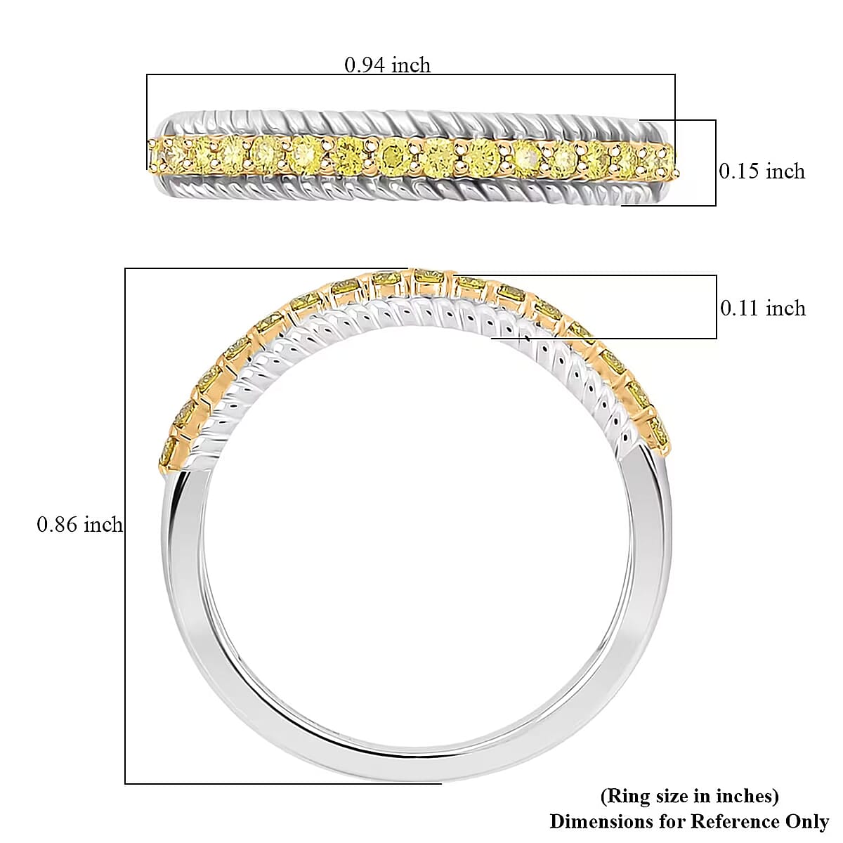 Luxuriant Lab Grown Yellow Diamond (IR) VS 0.25 ctw Band Ring in Rhodium Over Sterling Silver (Size 8.0) image number 6