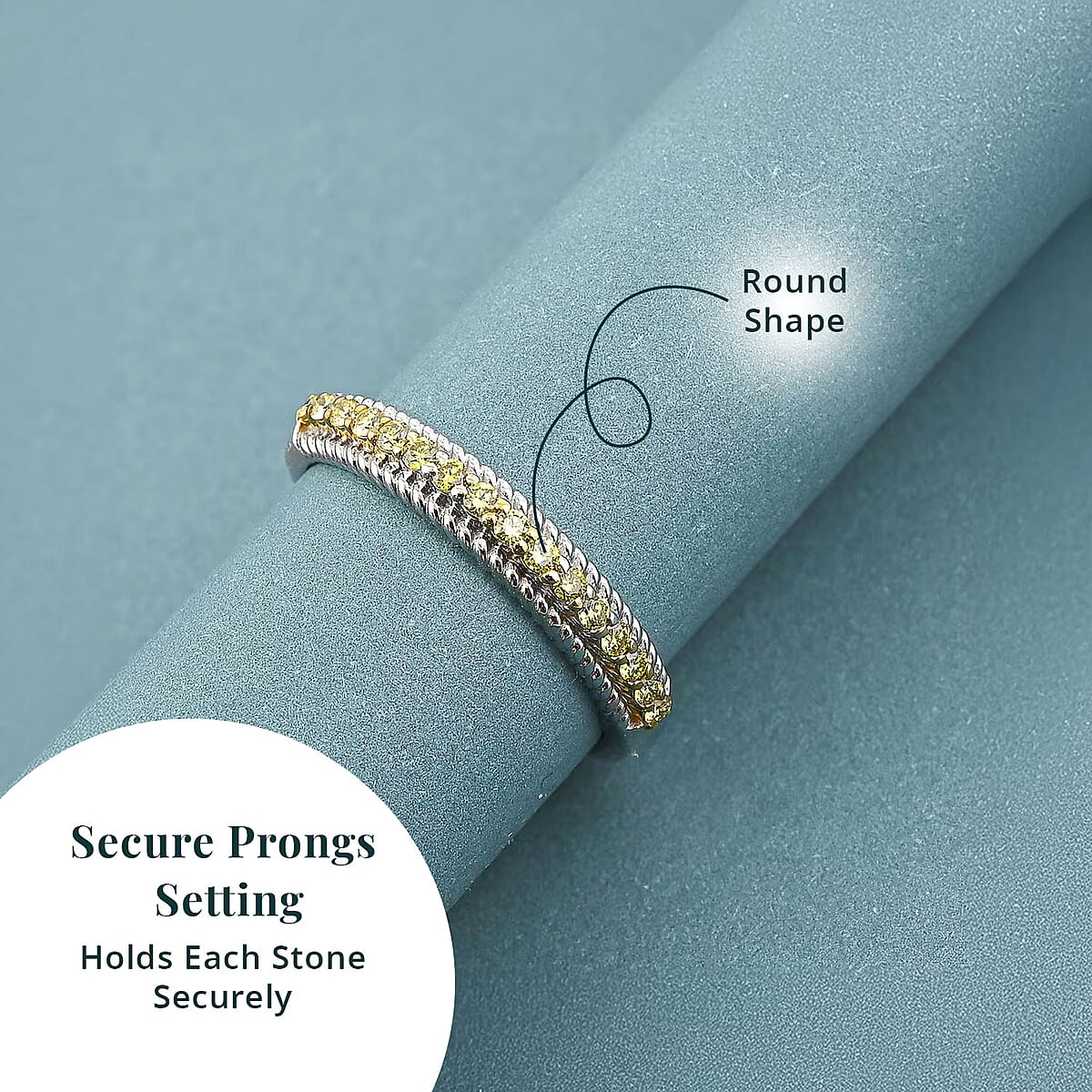 Luxuriant Lab Grown Yellow Diamond (VS) Band Ring in Rhodium Over Sterling Silver 0.25 ctw (Size 9.0) image number 4