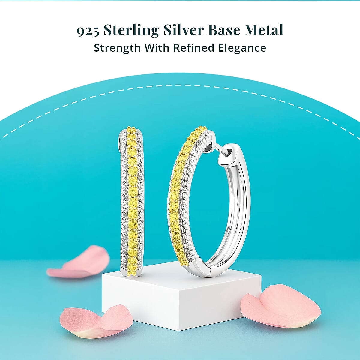 Luxuriant Lab Grown Yellow Diamond (IR) VS 0.33 ctw Hoop Earrings in Rhodium Over Sterling Silver image number 2