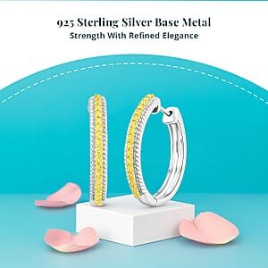 Luxuriant Lab Grown Yellow Diamond (IR) VS 0.33 ctw Hoop Earrings in Rhodium Over Sterling Silver