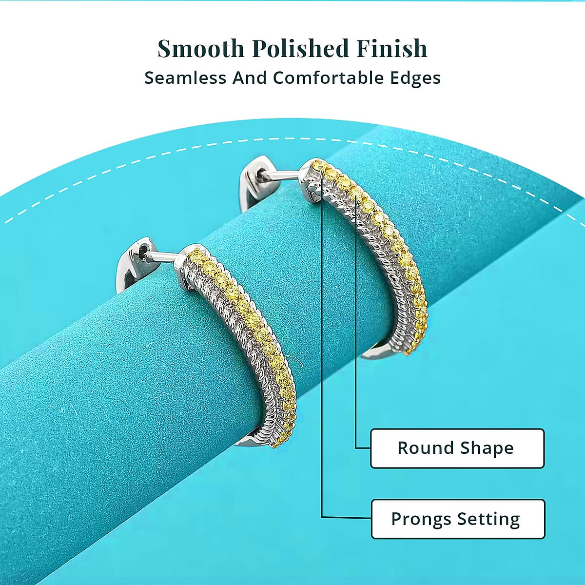 Luxuriant Lab Grown Yellow Diamond (IR) VS 0.33 ctw Hoop Earrings in Rhodium Over Sterling Silver image number 4
