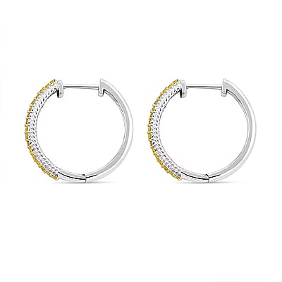 Luxuriant Lab Grown Yellow Diamond (IR) VS 0.33 ctw Hoop Earrings in Rhodium Over Sterling Silver