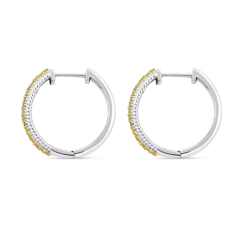 Luxuriant Lab Grown Yellow Diamond (IR) VS 0.33 ctw Hoop Earrings in Rhodium Over Sterling Silver