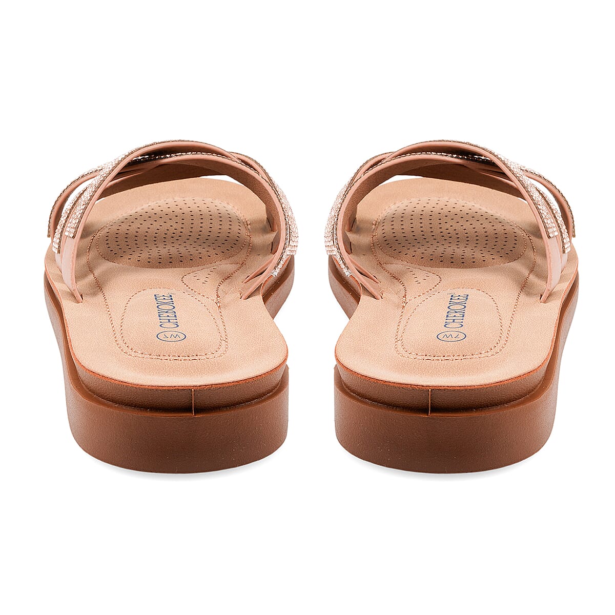 CHEROKEE Tan Rhinestone Cross Strap Sandal - Size 10 image number 3