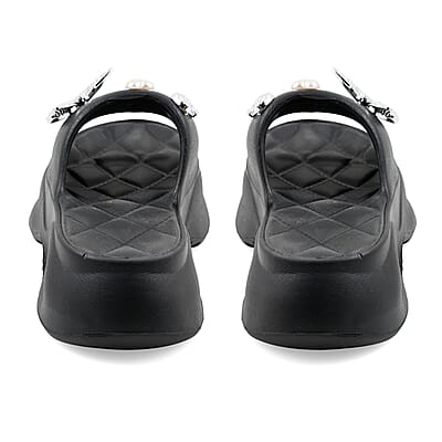 LOVE 83 Black EVA Butterfly Rhinestone Sandals - S
