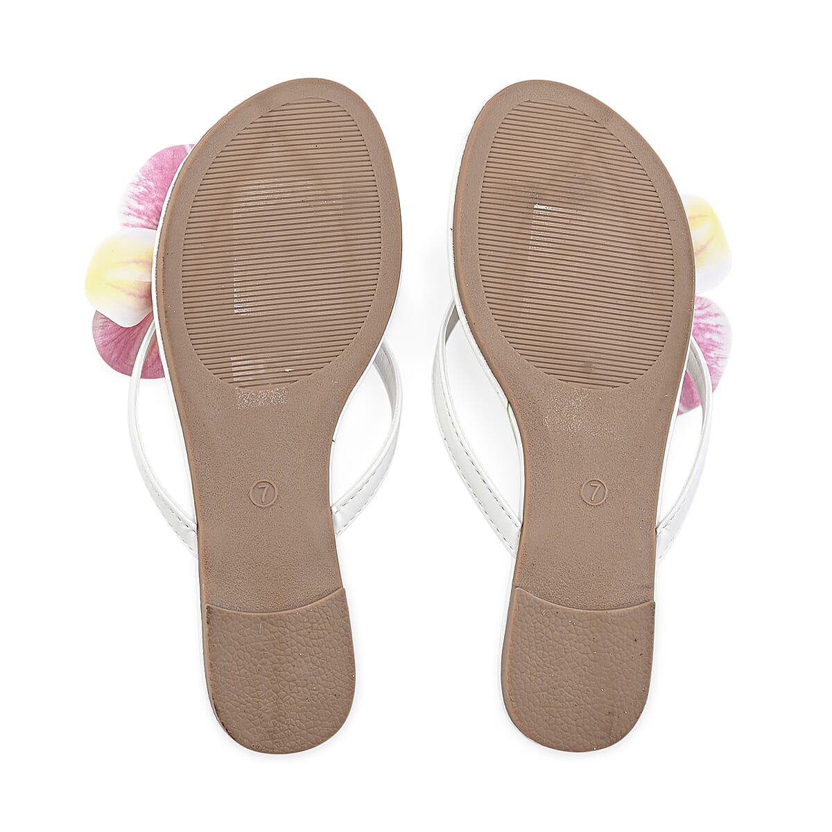 LOVE 83 White Orchid Flower PU Sandal - Size 11 (Ships in 5-7 Business Days) image number 4