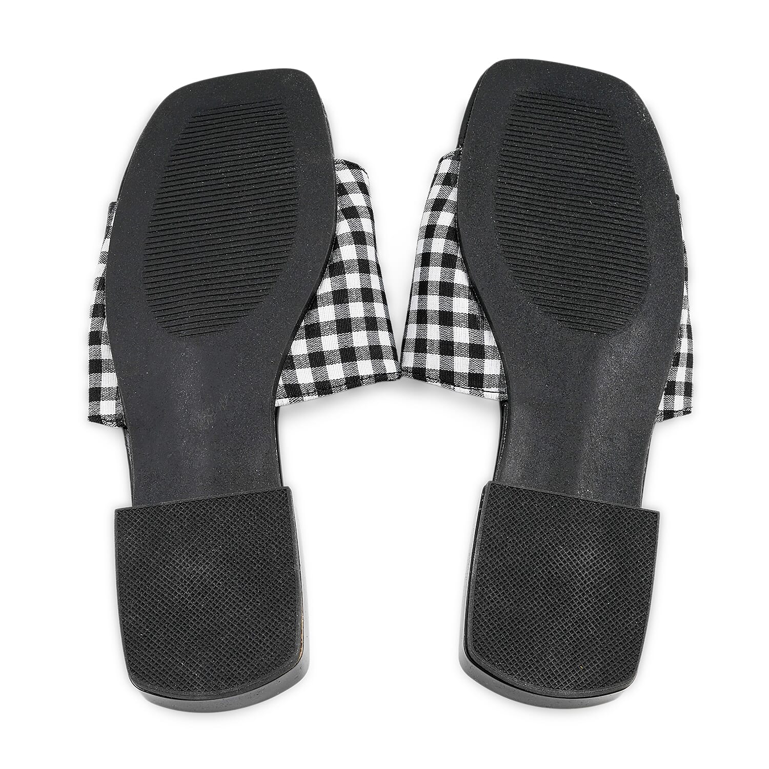 MATERIAL GIRL Black Checkered Fruit Heel Sandal - Size 6