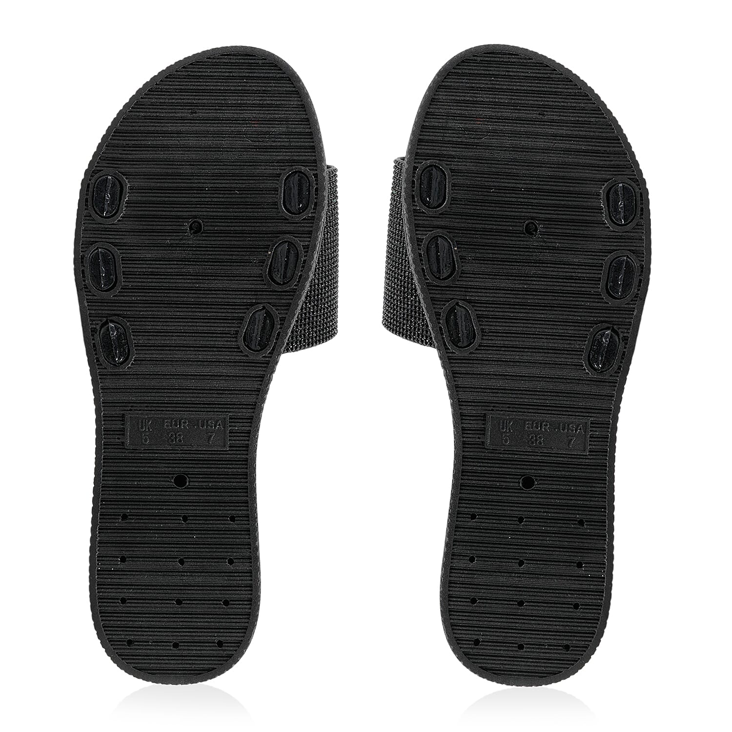 ASHLEY BLUE Black Rhinestone Slides - Size 6