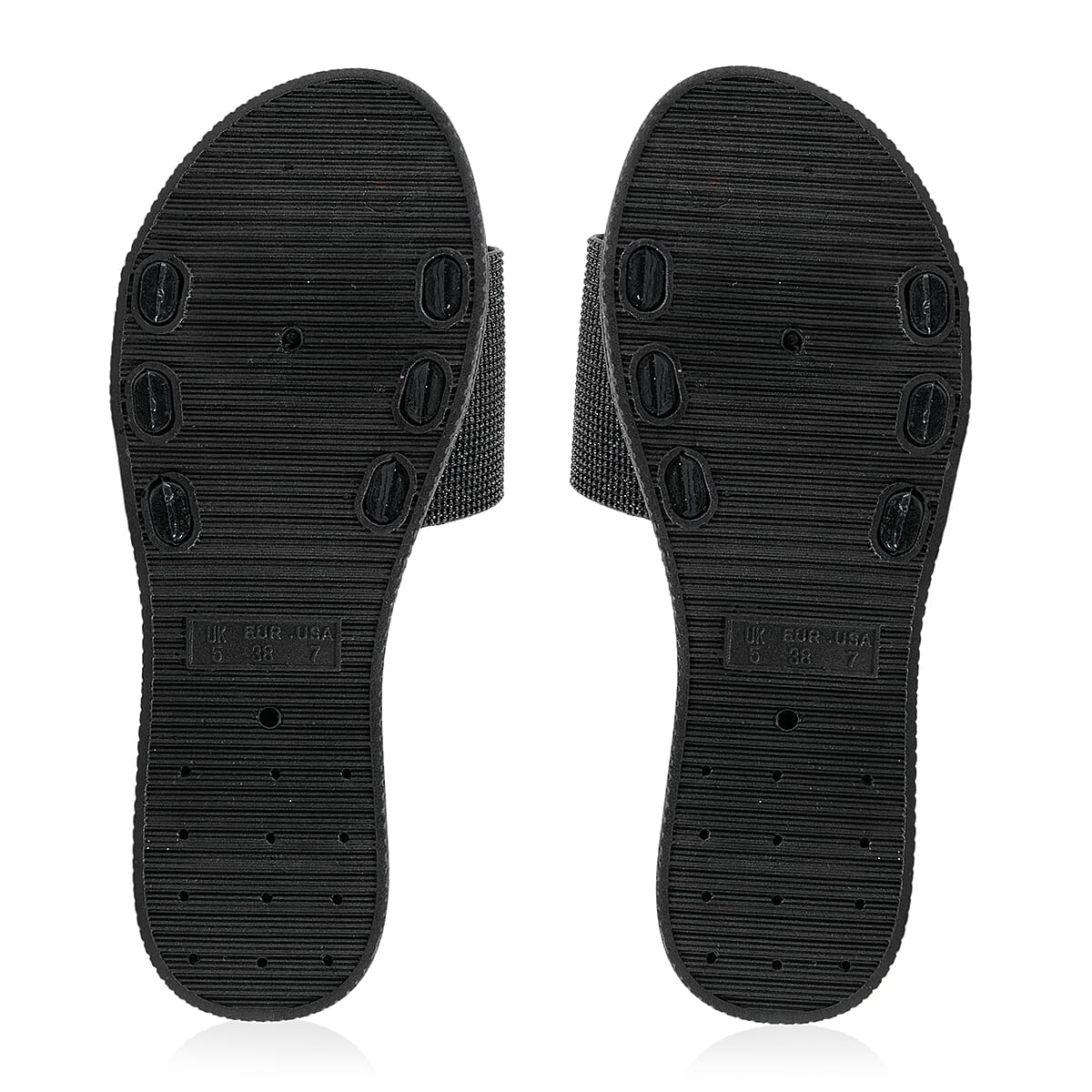 ASHLEY BLUE Black Rhinestone Slides - Size 6 image number 4