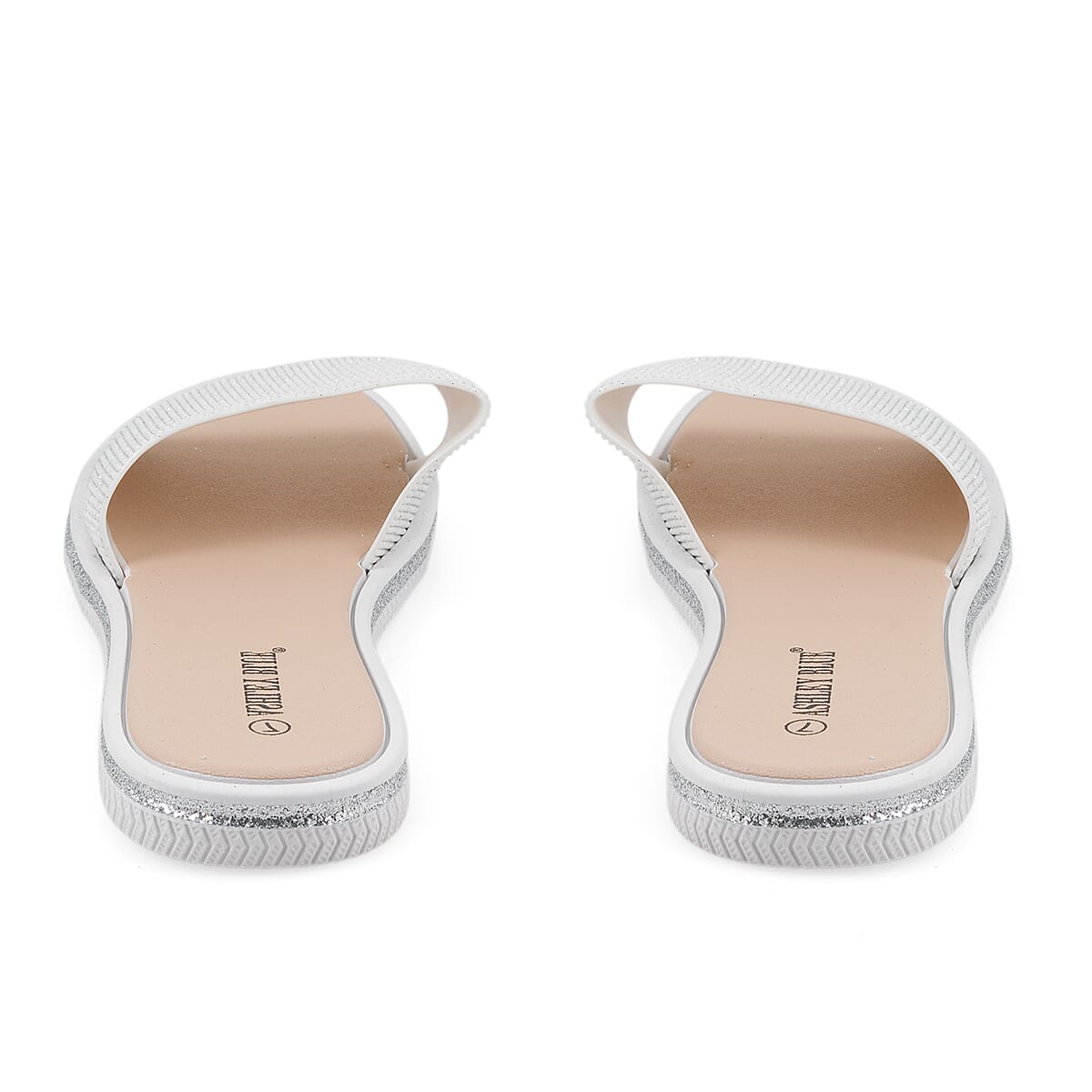 ASHLEY BLUE White Rhinestone Slides - Size 6 image number 3
