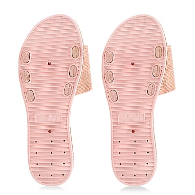 ASHLEY BLUE Rose Gold Rhinestone Slides - Size 7